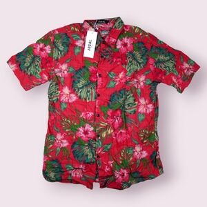 JOGAL Mens Hawaiian Shirt Short Sleeve Button Down Shirt  Size Large NWT